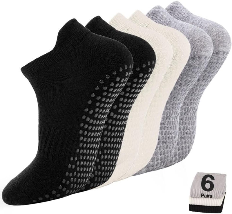 kepiibi 5 Pairs Pilates Socks with Grips for Women Non Slip Grip Yoga Crew Socks for Barre Hospital Barefoot Workout - Image 1